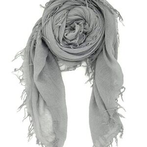 NWT Chan LUU cashmere/silk  Gray Fringed Scarf w/free tote!